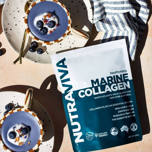 marine collagen pack with spirulina panna cotta
