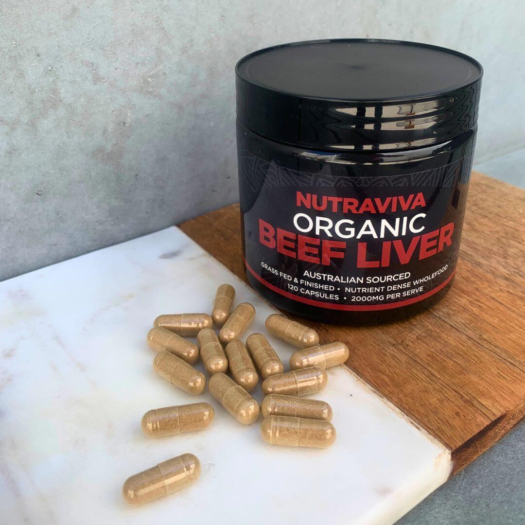 beef liver capsules and jar