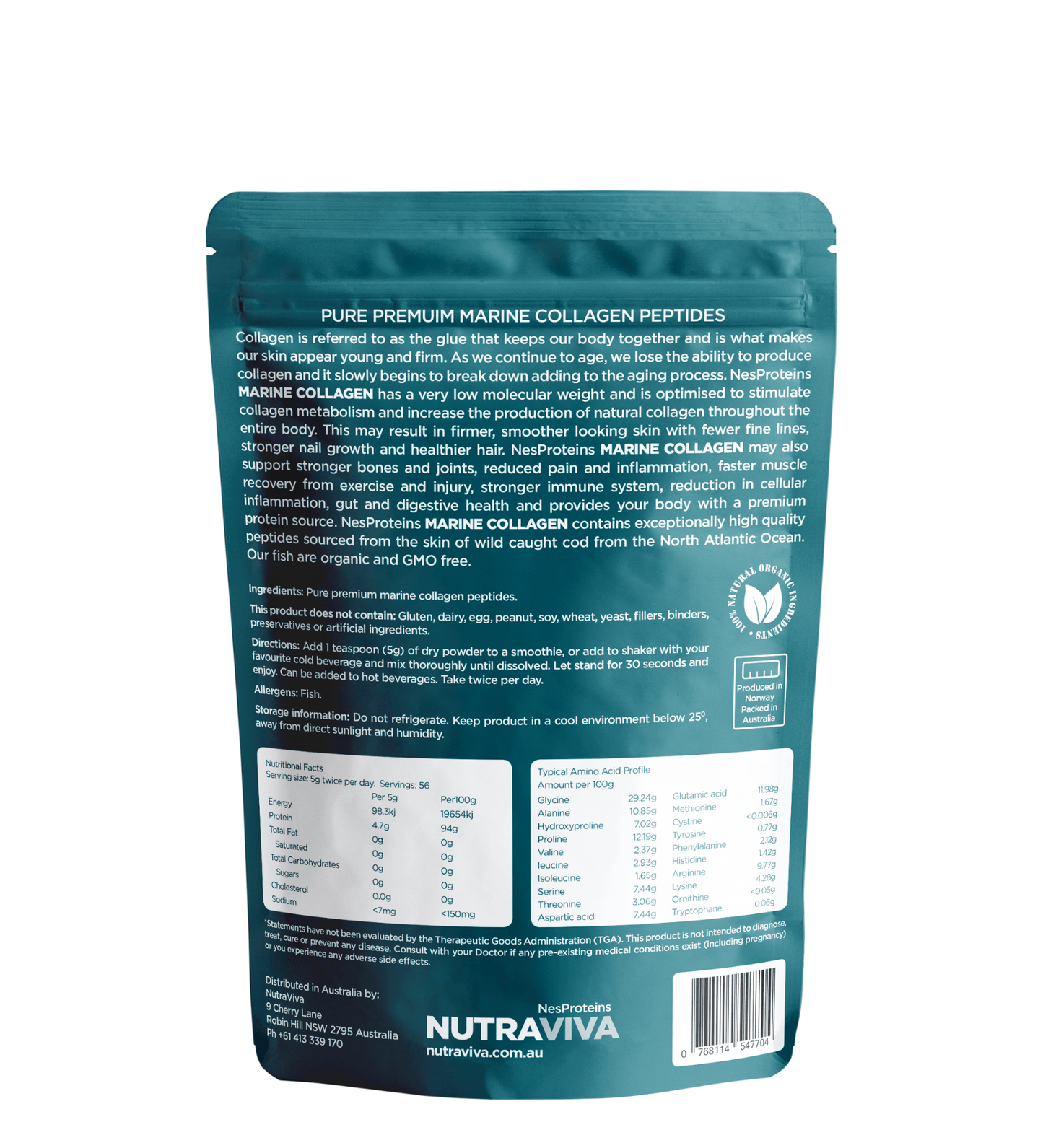 marine collagen powder back of pack