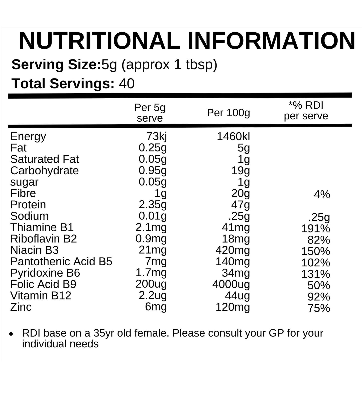 nutritional yeast flakes nutritional panel