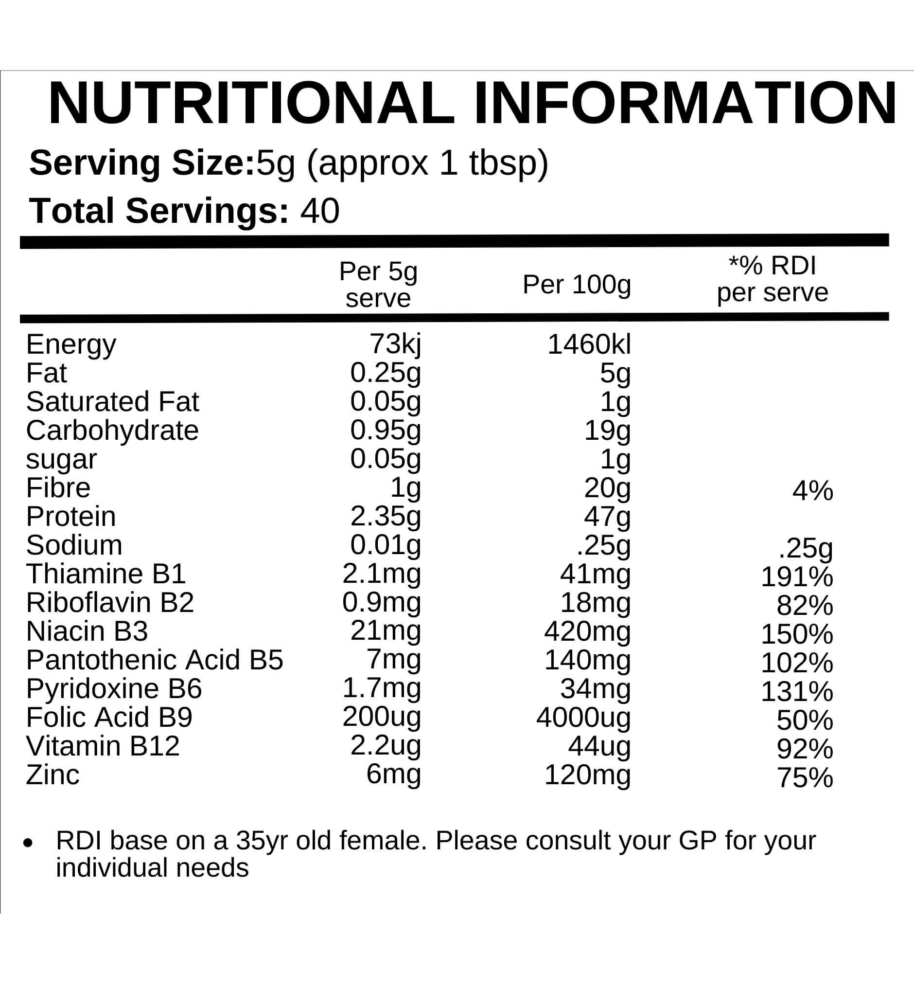 nutritional yeast flakes nutritional panel