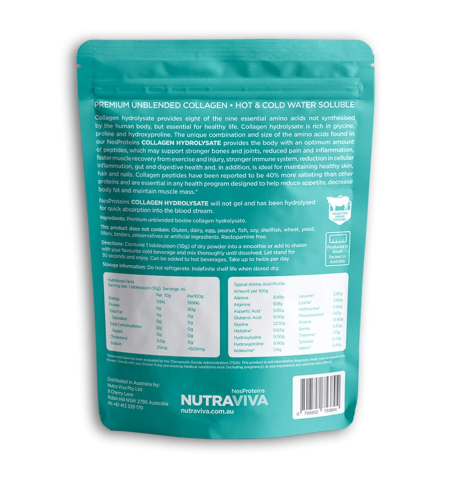 collagen hydrolysate back of pack