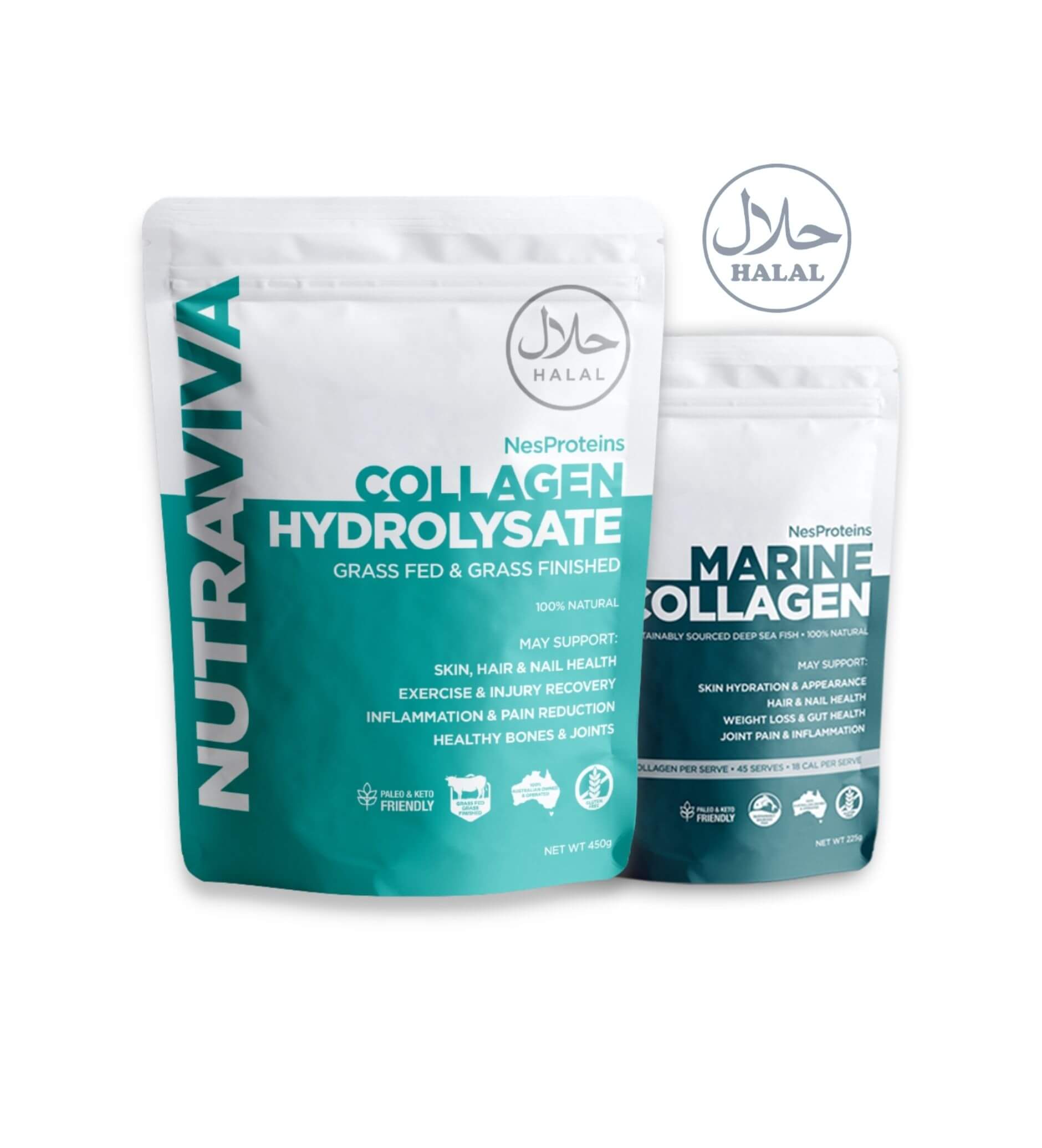 Halal Certified - Collagen Hydrolysate 450g + Marine Collagen 280g