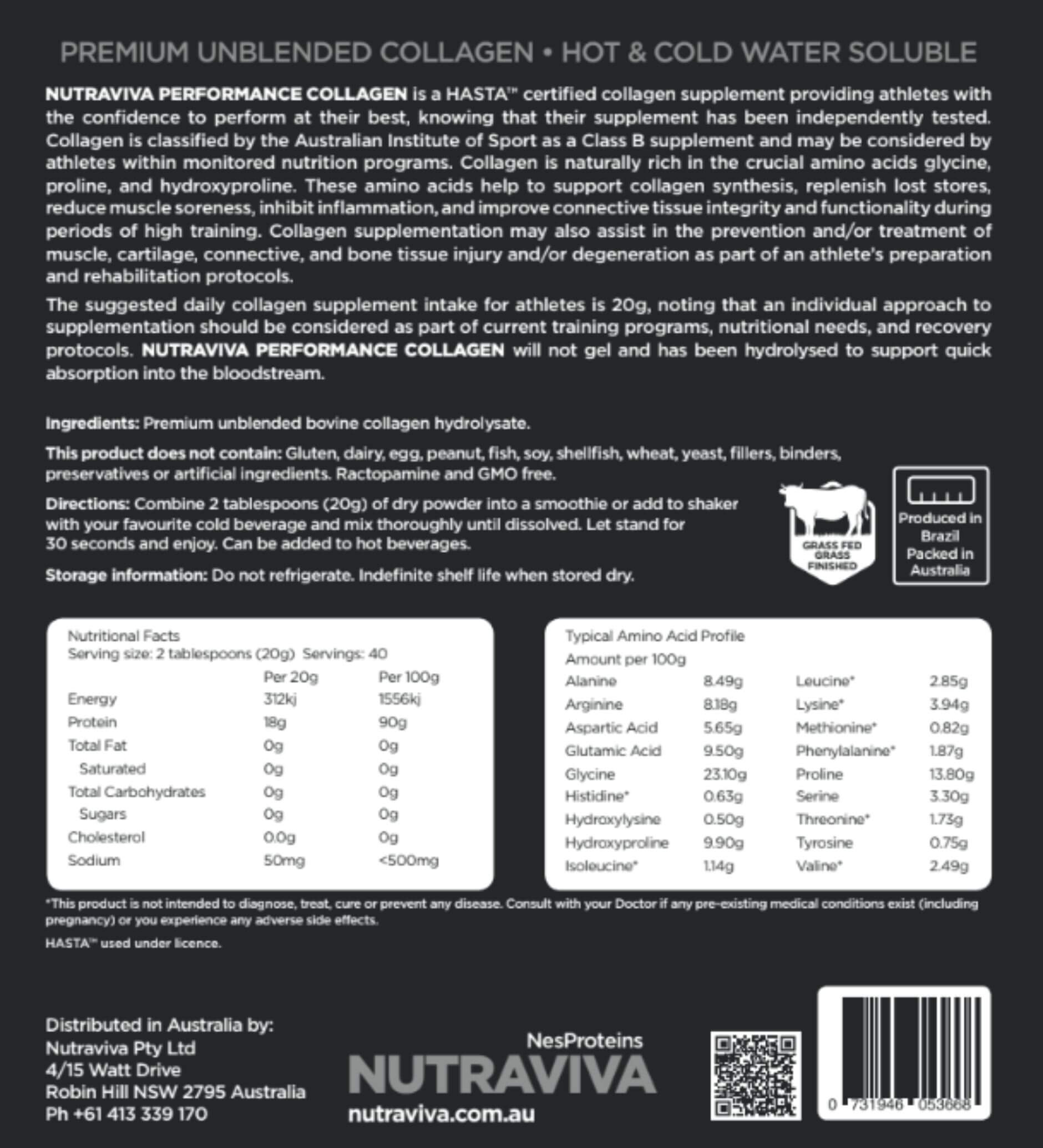 performance collagen HASTA information
