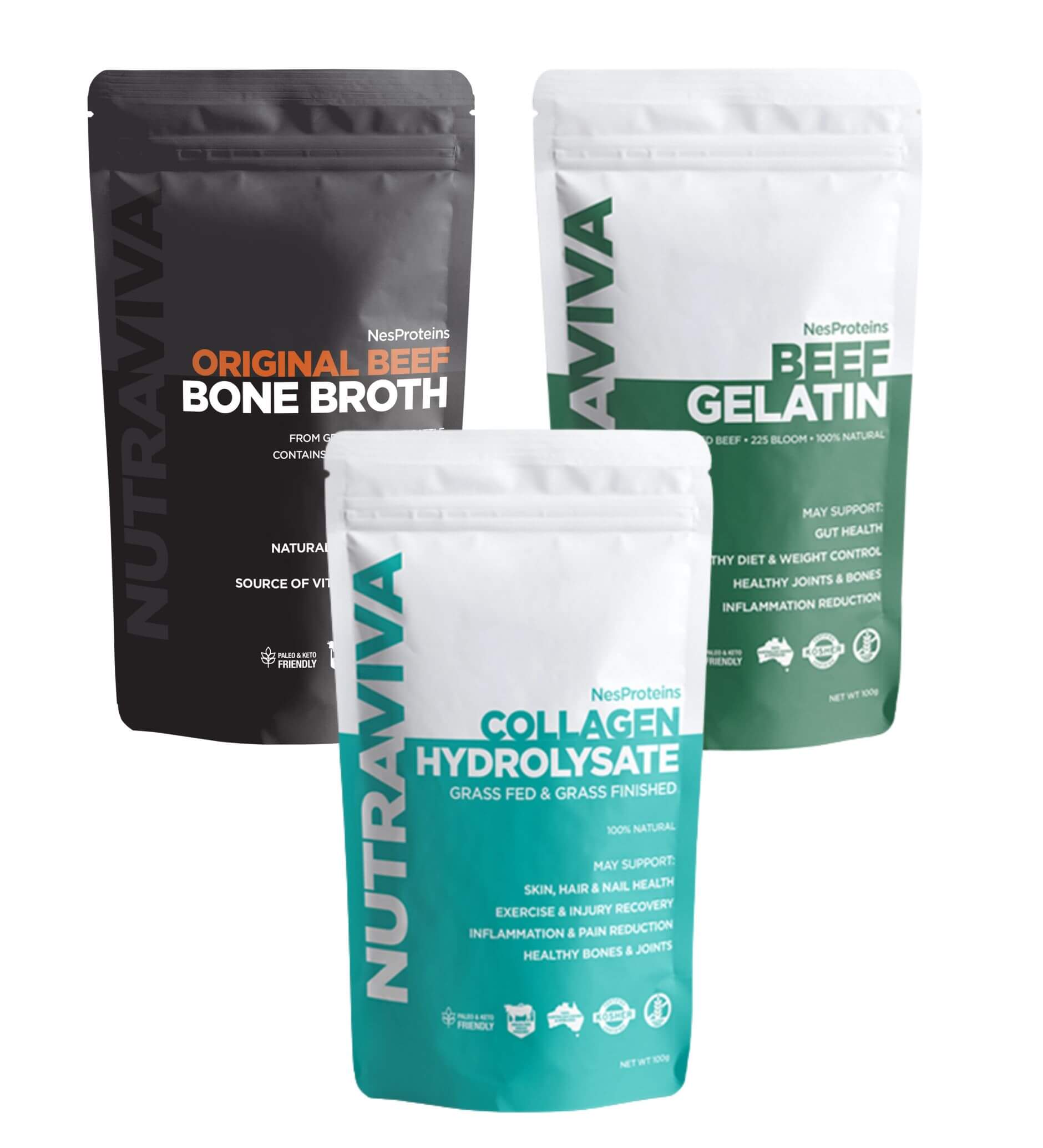 Start Well: Collagen 100g + Gelatin 100g + Bone Broth 100g