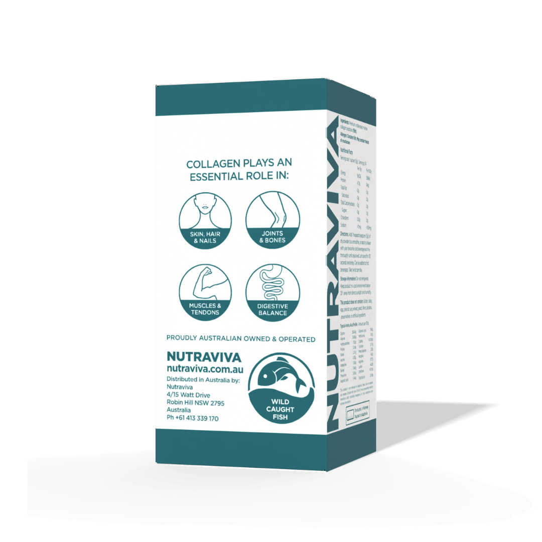 Nutraviva collagen supplement box on a white background