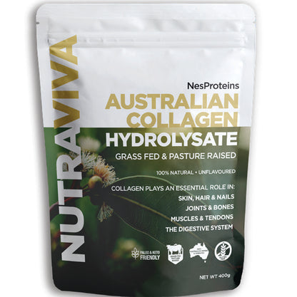 NutraViva Australian Collagen Hydrolysate package on a white background