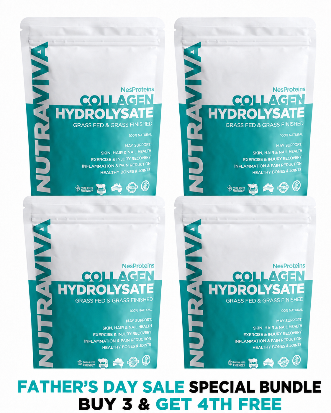 Father's Day Collagen Hydrolysate 450g Bundle - Buy 3 Get 1 Free