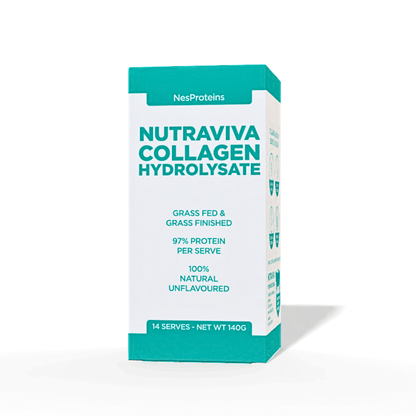 Box of NesProteins Nutraviva Collagen Hydrolysate on a white background