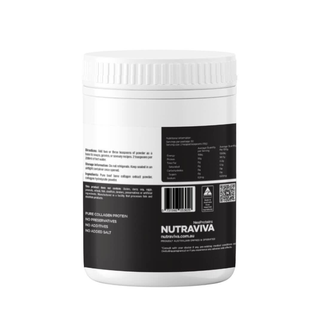Nutraviva Collagen Enriched Bone Broth 300g information panel