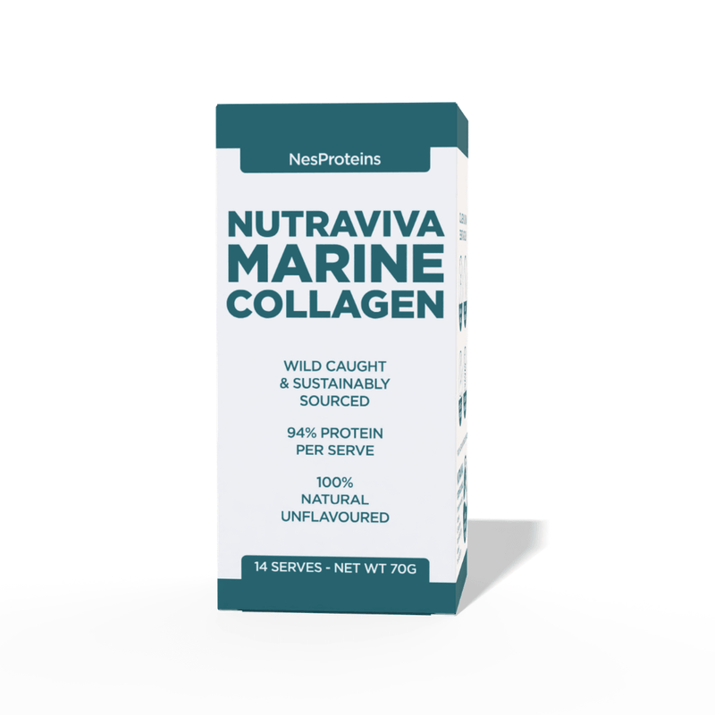 Box of Nutraviva Marine Collagen with NesProteins branding on a white background