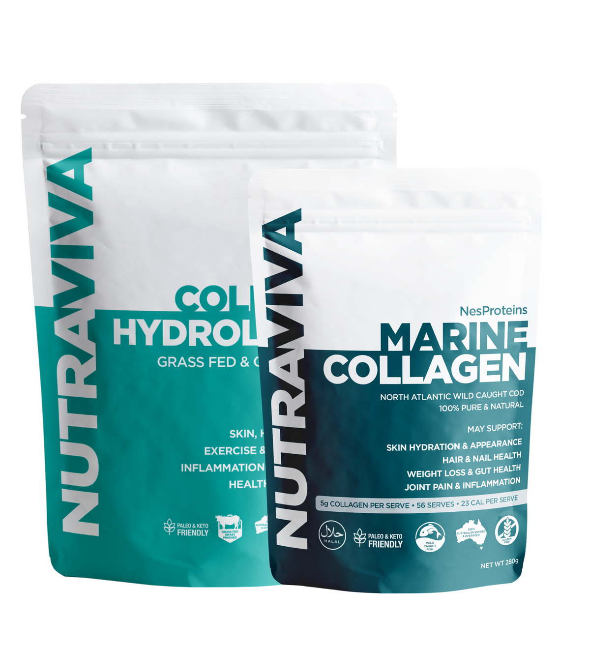 Collagen Duo: Collagen Hydrolysate 450g and Marine Collagen 280g