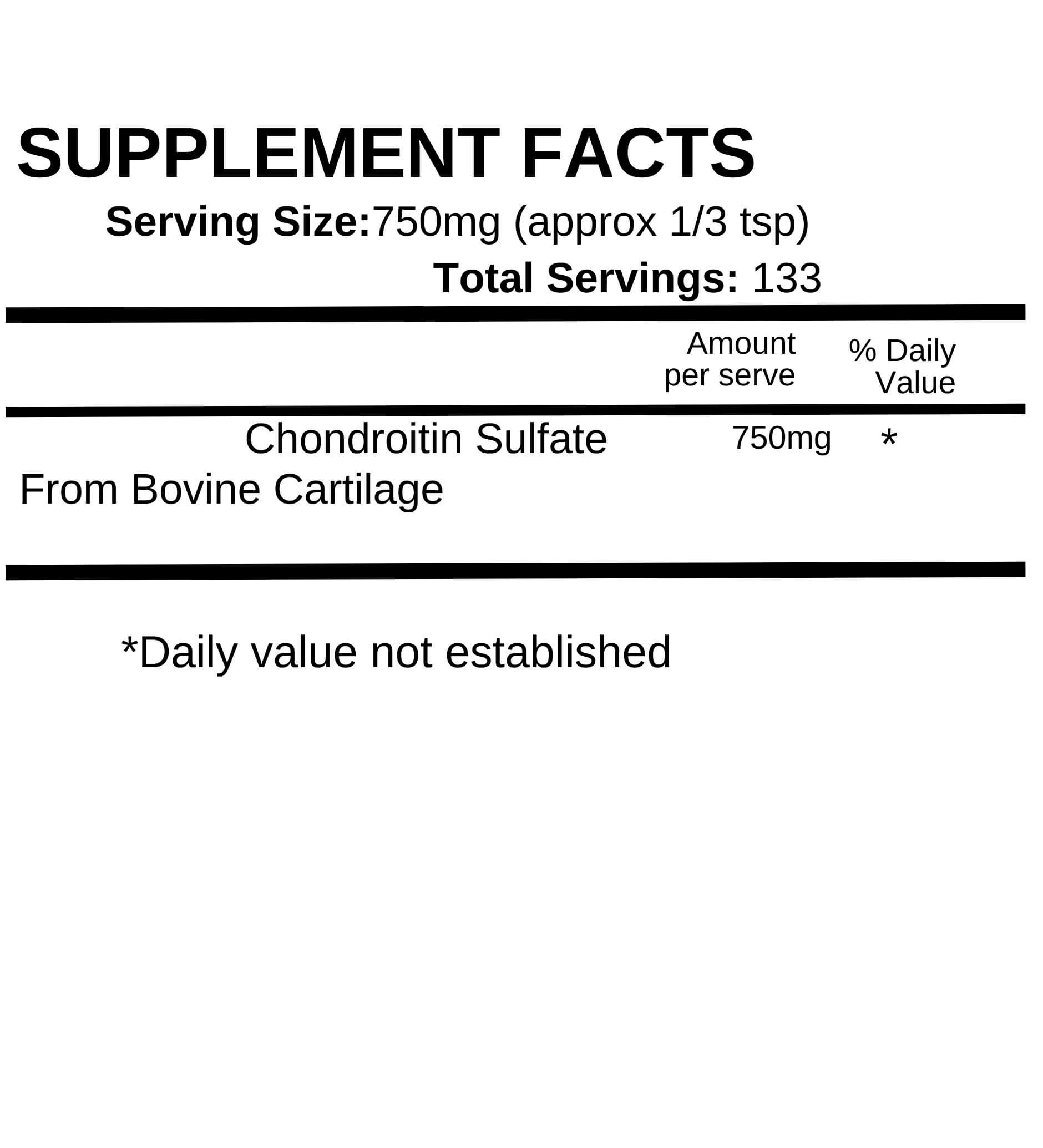 chondroitin sulphate nutritional panel