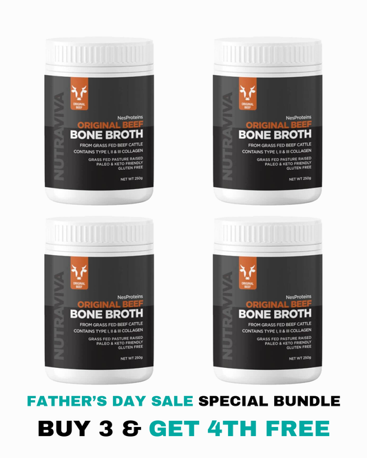 Nutraviva Beef Bone Broth Powder 250g Father's Day bundle, buy 3 get 1 free