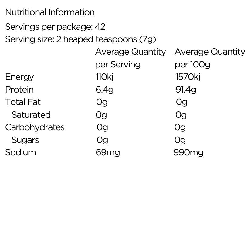 Nutraviva pure bone broth powder nutritional panel
