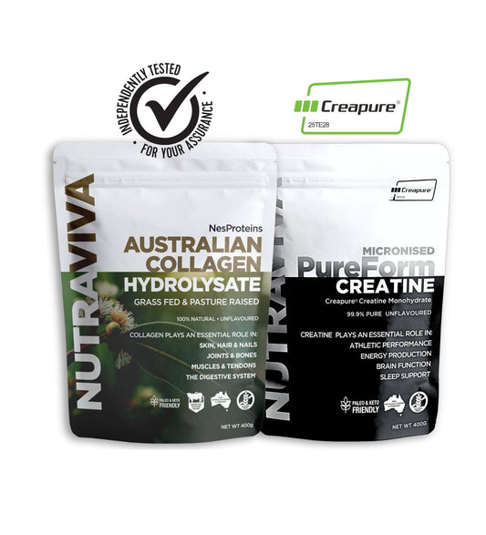 Strength & Vitality: Australian Collagen Hydrolysate 400g + PureForm Creatine 400g