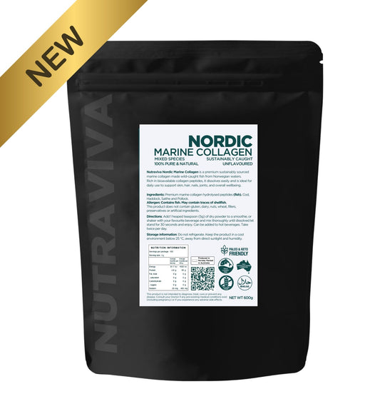 Nordic Marine Collagen package with Nutraviva branding on a white background