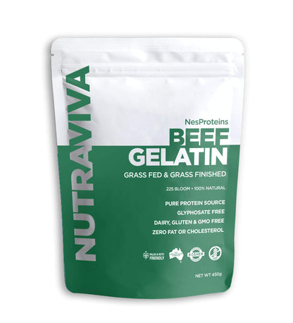 NutraViva beef gelatin package on a white background