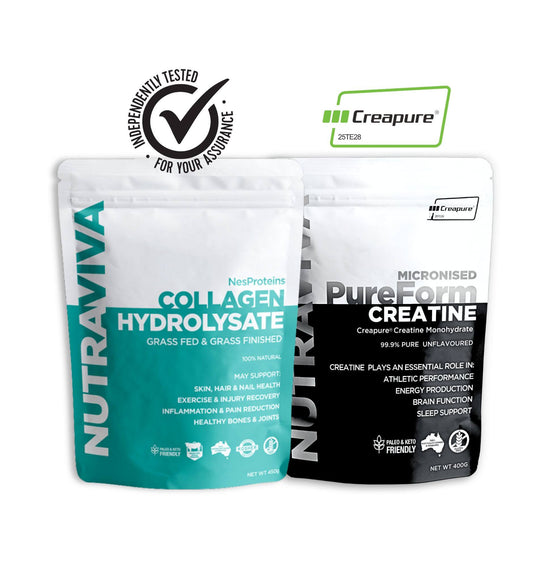 collagen powder and creatine monohydrate packs with trust adges